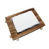 CALCA 28 Pack 8.7" x 6.3" Sublimation Rectangle Wooden Frame Photo Slate Rock Plaque Blanks with Stand, For Desktop Souvenir DIY Personalized Gift