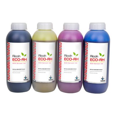 Tinta eco solvente compartible con Cabezales Ricoh.